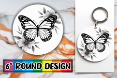 Timeless Round Ornaments Sublimation PNG, Butterfly Product Image 1
