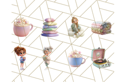 Kawaii Cozy Girl Clipart PNG, Pastel Fall Cozy Aesthetic Product Image 3