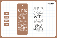 Christian Bookmark Saying SVG | She Is Clothed With Strength Product Image 3