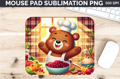 Watercolor Bear Mouse Pad Sublimation - Thanksgiving PNG Product Image 1
