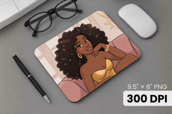 Afro Girl / Woman braided hair Mouse Pad, Black Queen PNG Product Image 1