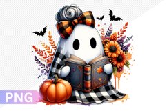 Halloween Ghost And Books Sublimation - Clipart PNG Design Product Image 1