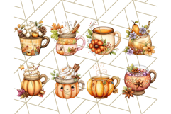 Fall Drink Clipart PNG, Cozy Autumn Cocoa and Latte Art Product Image 7