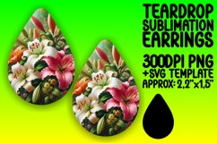 Bright Teardrop Earrings Design PNG for Printing , Flower Product Image 1
