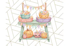 Pastel Halloween Town PNG Clipart, Spooky Shops & Homes Png Product Image 3