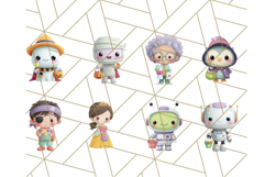 Kawaii Halloween Clipart Cute Kids and Candy Elements Png Product Image 3