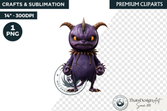 Halloween Little Monster Clipart Png, Spooky Cute Fantasy Product Image 1