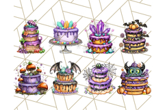 Whimsical Halloween Cake Clipart PNG, Spooky Desserts Product Image 3