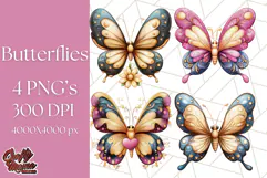 Jewel Toned Butterfly PNG Clipart, Vibrant Butterflies Product Image 1