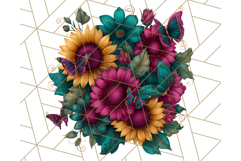 Sunflower and Butterfly PNG Clipart, Bright Jewel Tones Png Product Image 3