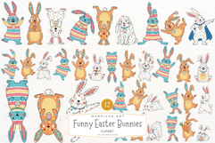 Funny Easter Bunnies Clipart Product Image 1