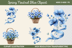 Spring Neutral Blue Clipart PNG Product Image 1