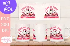 Trick or treat mug wrap sublimation PNG, Pink Halloween mug Product Image 3