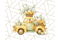Vintage Truck Pumpkin and Fall Flowers PNG Clipart, Autumn Product Image 3