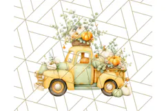 Vintage Truck Pumpkin and Fall Flowers PNG Clipart, Autumn Product Image 3
