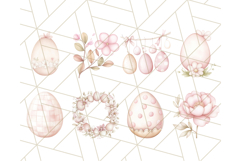 Pastel Pink Easter Flowers and Eggs PNG Cottagecore Clipart Product Image 4