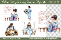 Blue Cozy Spring Home Clipart Bundle PNG Product Image 11