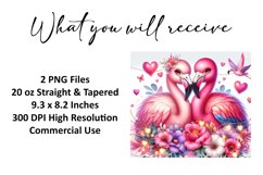 Valentine's Day Flamingo Tumbler Wrap Sublimation Design Product Image 2