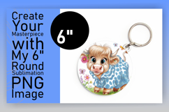 Creative Circle PNG Keychain Artwork , Cute Cow Product Image 1