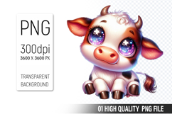 Cow Clipart PNG, Farm Animals Clipart, Rustic Farm Art Product Image 1
