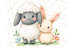 Cute Animal Friends Clipart PNG, Whimsical Spring Animal Duo Product Image 3