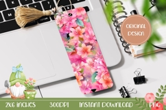 Printable Glitter Bookmark, Pink Flowers Bookmark Template Product Image 1
