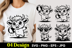 Cute Baby Highland Cow Beach Ball Summer T Shirt Design SVG Product Image 1