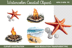 Watercolor Coastal Clipart PNG Product Image 1