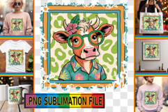 Whimsical TSHIRT Art Ideas PNG, Cute Cow Product Image 1