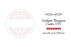 Scalloped Monogram Coaster SVG | Laser Cut Blank Template Product Image 2