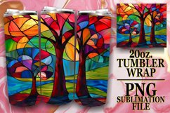 20oz Wrap Stained Glass Tree Colorful Sublimation Tumbler Product Image 1