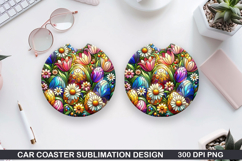 Bright Egg Car coaster sublimation, Easter Coaster PNG Product Image 1