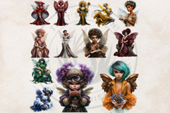Autumn Bloom Fairies Clipart Set, Mythical Fantasy PNG Product Image 14