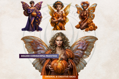 Autumn Bloom Fairies Clipart Set, Mythical Fantasy PNG Product Image 7