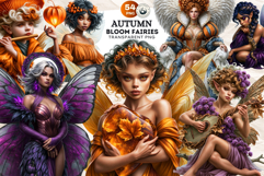 Autumn Bloom Fairies Clipart Set, Mythical Fantasy PNG Product Image 1