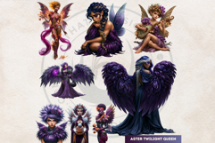 Autumn Bloom Fairies Clipart Set, Mythical Fantasy PNG Product Image 9