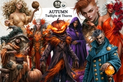 Autumn Twilight Thorns Clipart, Dark Fantasy PNG Product Image 1