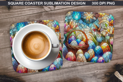 Flower Coaster Sublimation, Easter Coaster PNG Design Product Image 1