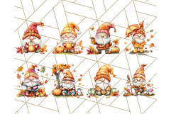 Fall Gnome PNG Clipart, Cute Autumn Gnomes with Pumpkins Product Image 7