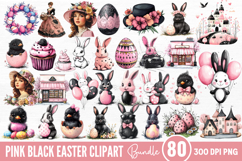 Pink Black Easter Clipart Bundle PNG Product Image 1