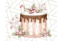 Christmas Cake Clipart PNG, Cottagecore Holiday Desserts Product Image 3