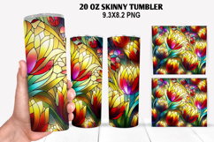 Flower Skinny Tumbler 20oz Wrap Design, Flowers Tumble PNG Product Image 1