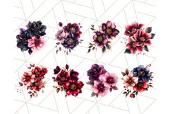 Gothic Floral PNG Bundle with Gold Trim Dark Bouquet Clipart Product Image 5