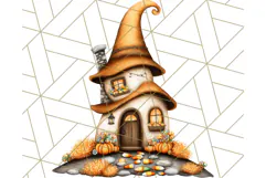 Halloween Fairy House Clipart PNG, Spooky Cottage Art Product Image 3