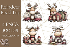 Homespun Christmas Reindeer Roadtrip PNG Clipart Product Image 1