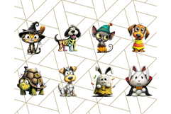 Halloween Animals in Costumes Clipart PNG, Cute Pets Art Product Image 7