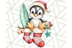 Christmas Penguins The Beach Clipart PNG, Tropical Holiday Product Image 3