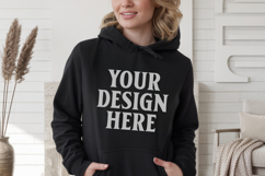 Black Gildan 18500 Hoodie Sweatshirt Mockup, 185 mock up Product Image 1