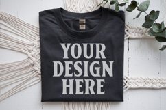 Black Gildan 5000 Flat Lay Tshirt Mockup, G5000 mockup Product Image 1