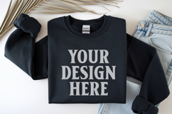 Black Gildan 18000 Folded Flat Lay Mockups Product Image 1